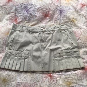 American Eagle Pleated Detail Khaki Mini Skirt